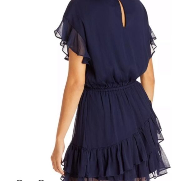 AQUA Asymmetric Ruffle Dress Navy NWT - Size XS - Picture 2 of 2